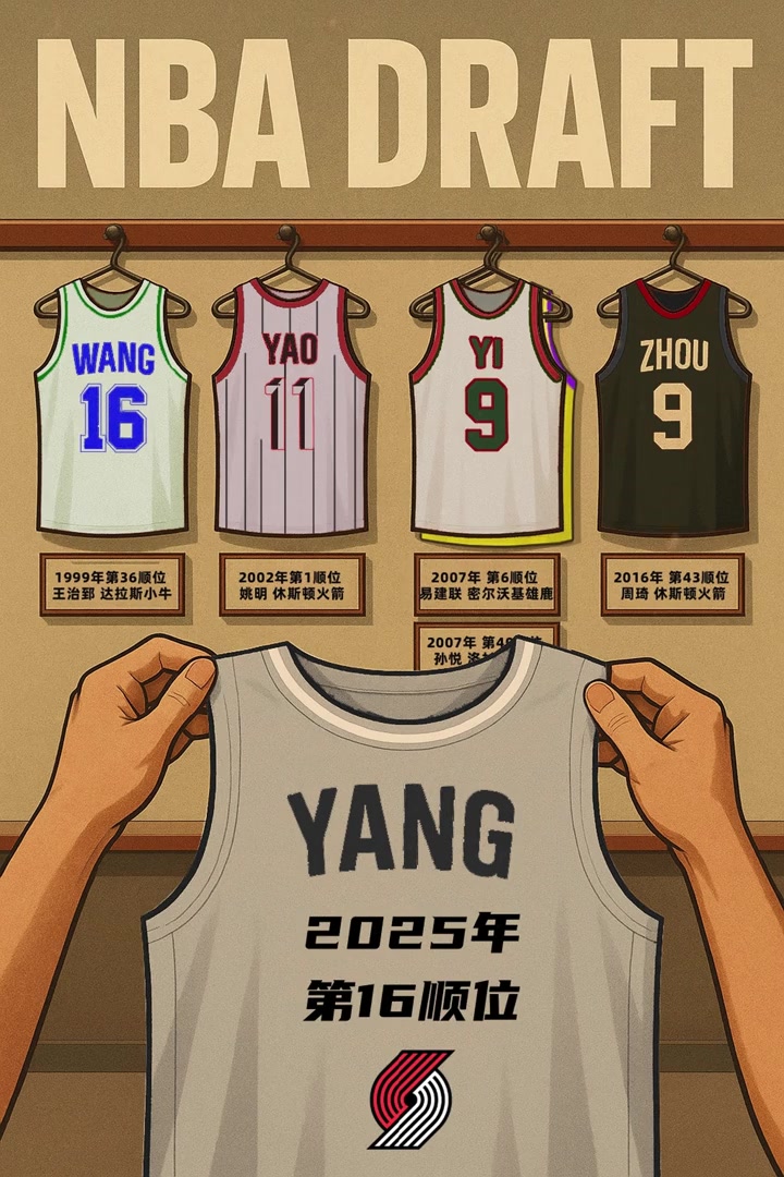 第6位被選中的中國人楊瀚森也是第3位被首輪選中的中國球員