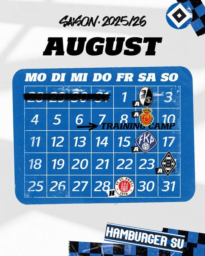 漢堡8月賽程，新季期待，德甲就緒！