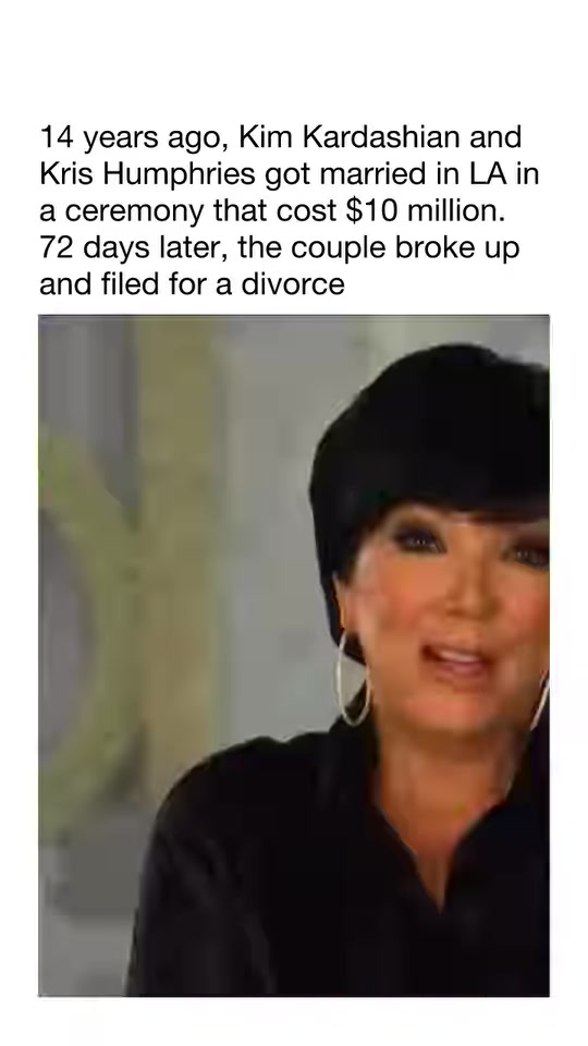 14年前亨弗里斯耗資千萬(wàn)刀迎娶金卡戴珊婚姻只持續(xù)72天