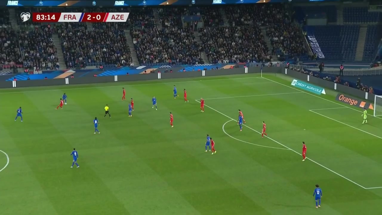 托萬禁區(qū)內停球凌空側鉤霸氣破門法國3-0鎖定勝局