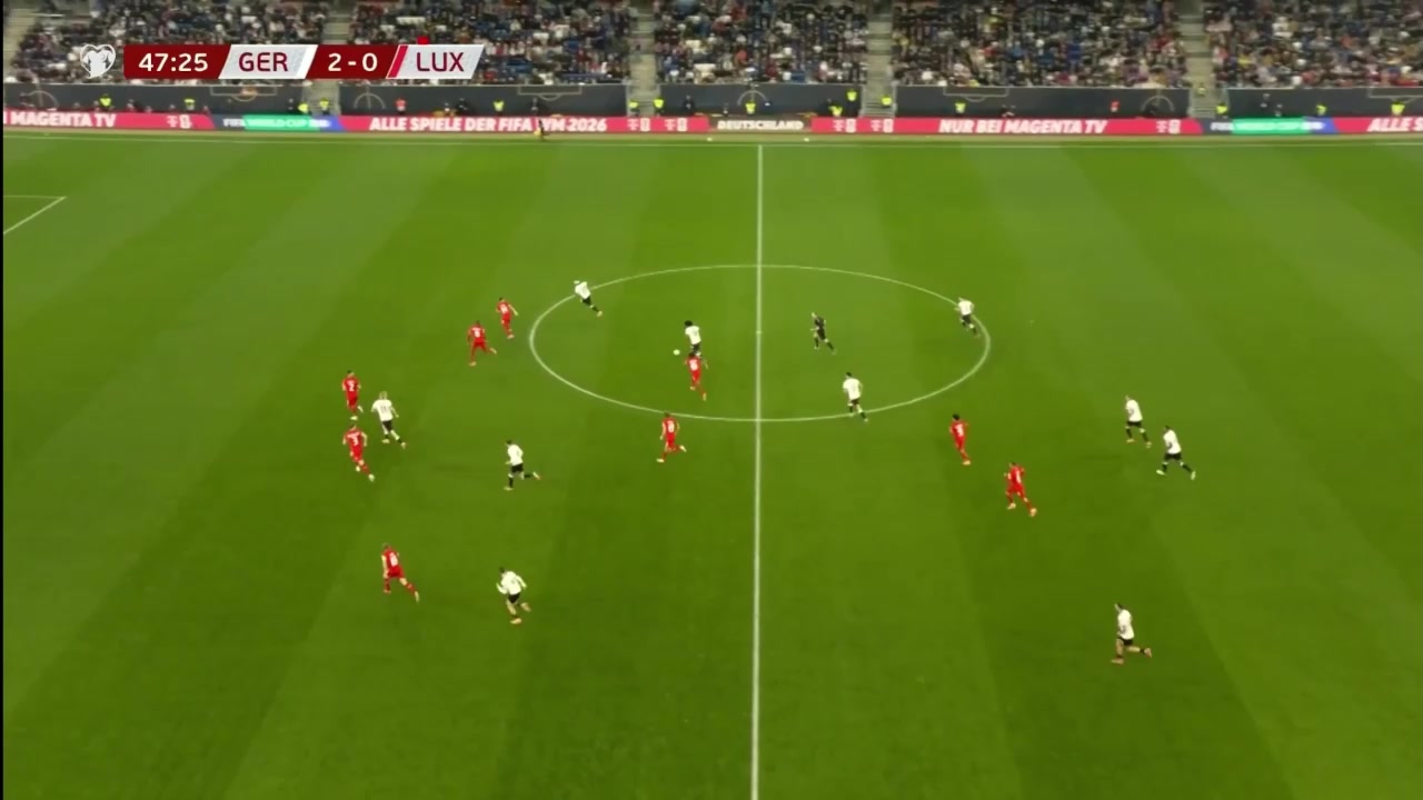 阿德耶米送直塞格納布里前插爆射得手德國(guó)3-0領(lǐng)先盧森堡