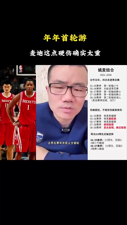 徐靜雨麥迪作為兩屆得分王還和姚明搭檔卻年年首輪游這點(diǎn)真是硬傷